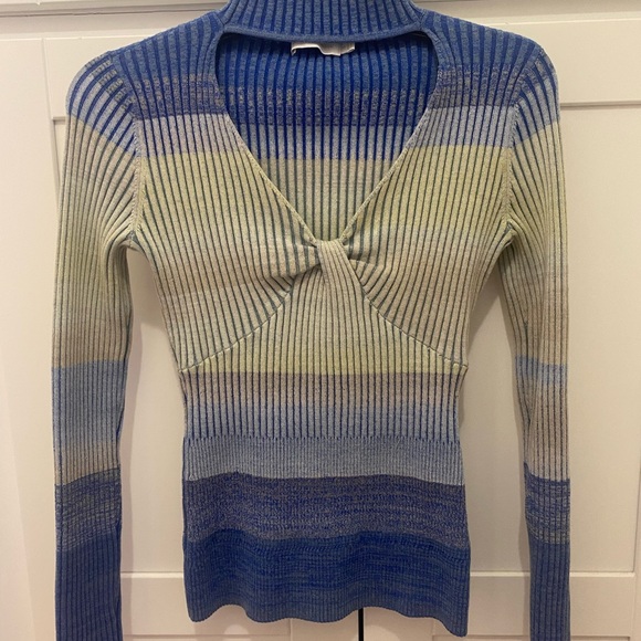 Jonathon Simkhai small like new blue gradient cut out sweater - Picture 1 of 6